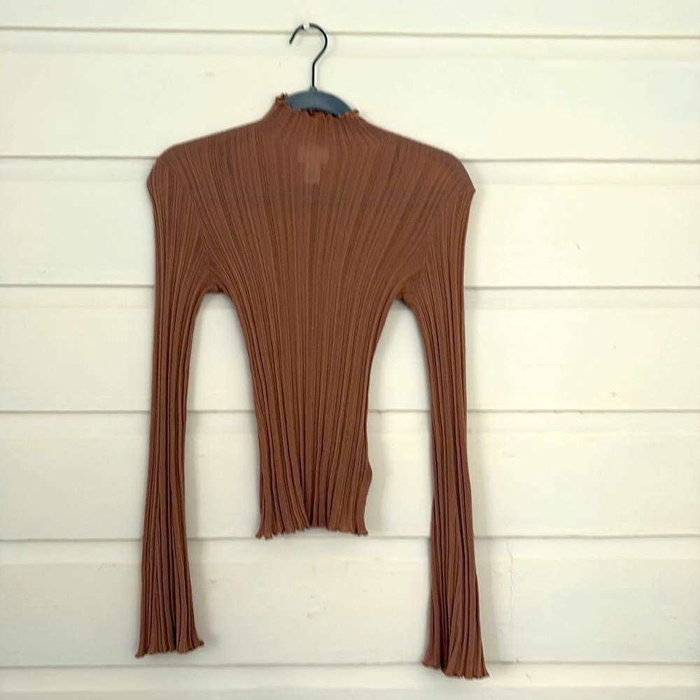 High neck stretchy sheer blouse